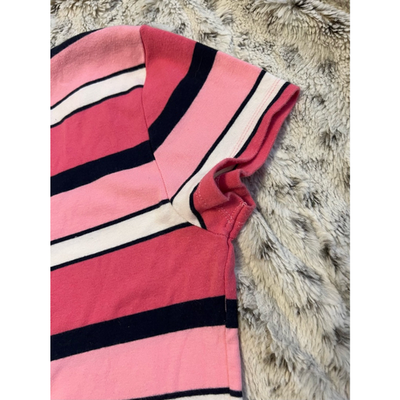Vintage Tommy Hilfiger Y2K Striped V-Neck T-Shirt Womens Size M Pink Navy EUC - Picture 11 of 14